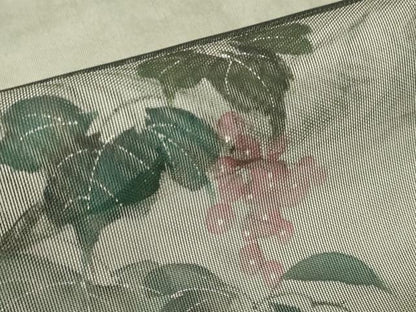 平和屋着物▽訪問着　無双　紗袷　紗×紗　葡萄蔦の葉文　手描き　黒地　正絹　逸品　DABJ1075az