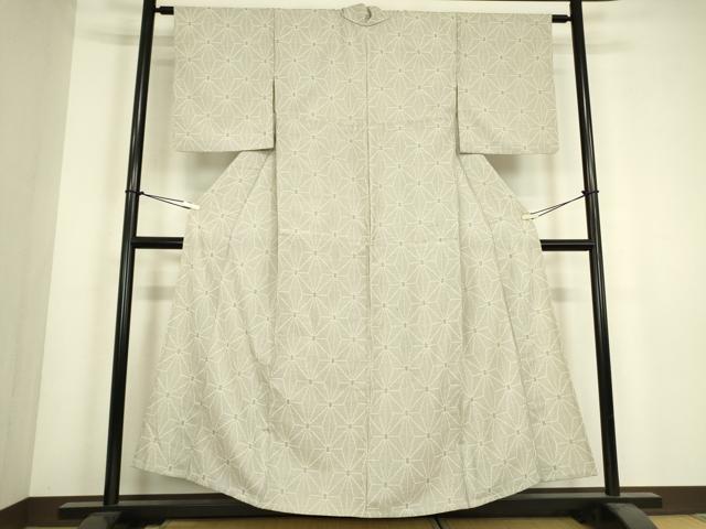 平和屋着物▽本塩沢　単衣　麻の葉文　正絹　逸品　DABJ1077az
