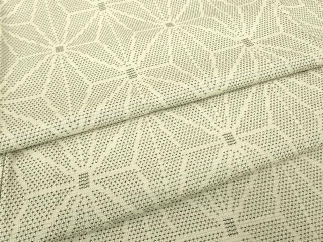 平和屋着物▽本塩沢　単衣　麻の葉文　正絹　逸品　DABJ1077az