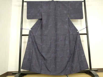 平和屋着物▽結城紬　単衣　亀甲花文　正絹　逸品　DABJ1081az