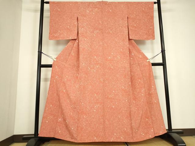 平和屋着物▽上質な小紋　単衣　南天文　正絹　逸品　DABJ1082az