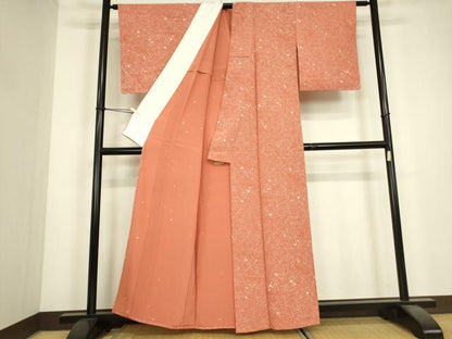 平和屋着物▽上質な小紋　単衣　南天文　正絹　逸品　DABJ1082az