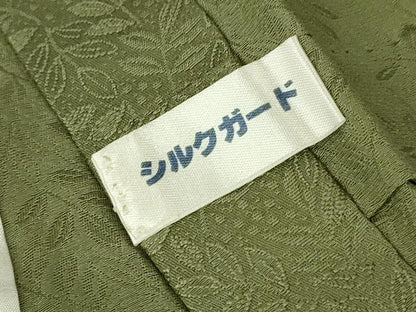 平和屋着物▽上質な色無地　単衣　南天地紋　柳染色　正絹　逸品　DABJ1083az