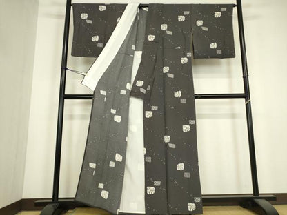 平和屋着物▽上質な小紋　単衣　箔散らし　正絹　逸品　DABJ1085az