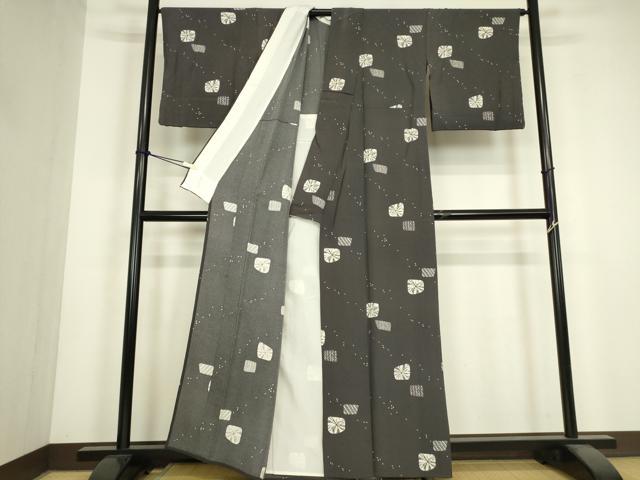 平和屋着物▽上質な小紋　単衣　箔散らし　正絹　逸品　DABJ1085az