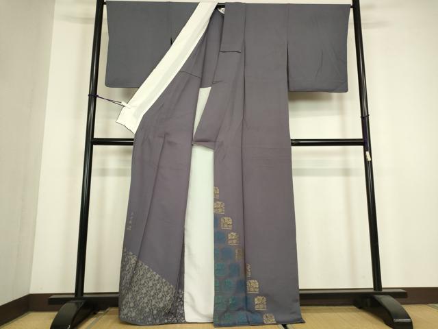 平和屋着物▽訪問着　単衣　寿光織　名物裂文　金糸　正絹　逸品　DABJ1091az