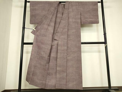 平和屋着物▽上質な紬　単衣　縞　正絹　逸品　DABJ1094az