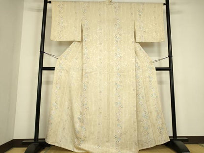 平和屋着物▽上質な小紋　単衣　舞桜文　正絹　逸品　DABJ1098az