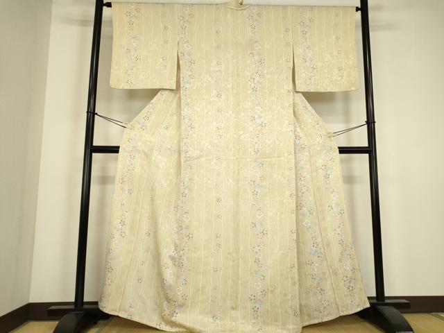 平和屋着物▽上質な小紋　単衣　舞桜文　正絹　逸品　DABJ1098az