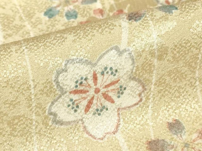平和屋着物▽上質な小紋　単衣　舞桜文　正絹　逸品　DABJ1098az