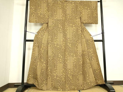 平和屋着物▽上質な小紋　単衣　花唐草文　正絹　逸品　DABJ1101az