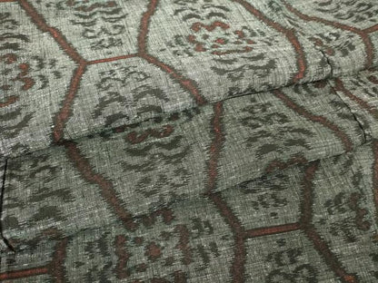 平和屋着物▽上質な紬　単衣　亀甲花文　正絹　逸品　DABJ1105az