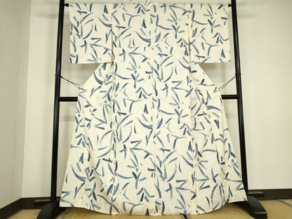 平和屋着物▽上質な小紋　単衣　笹文　正絹　逸品　DABJ1107az