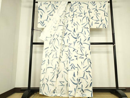平和屋着物▽上質な小紋　単衣　笹文　正絹　逸品　DABJ1107az