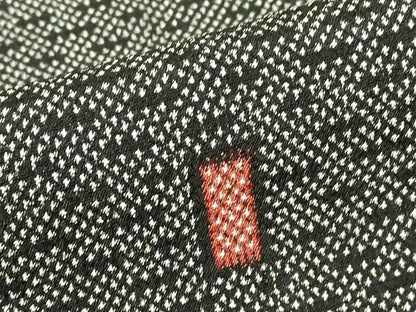平和屋着物▽本塩沢　単衣　幾何学文　黒地　正絹　逸品　DABJ1108az