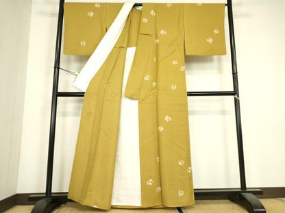 平和屋着物▽上質な小紋　単衣　花丸文　正絹　逸品　DABJ1109az