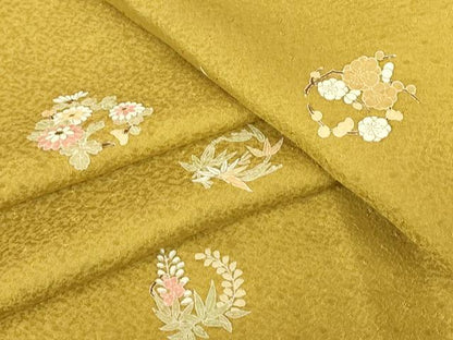 平和屋着物▽上質な小紋　単衣　花丸文　正絹　逸品　DABJ1109az