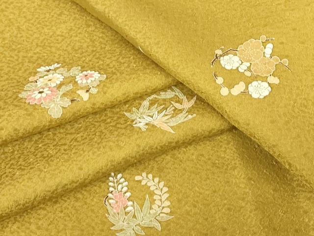平和屋着物▽上質な小紋　単衣　花丸文　正絹　逸品　DABJ1109az