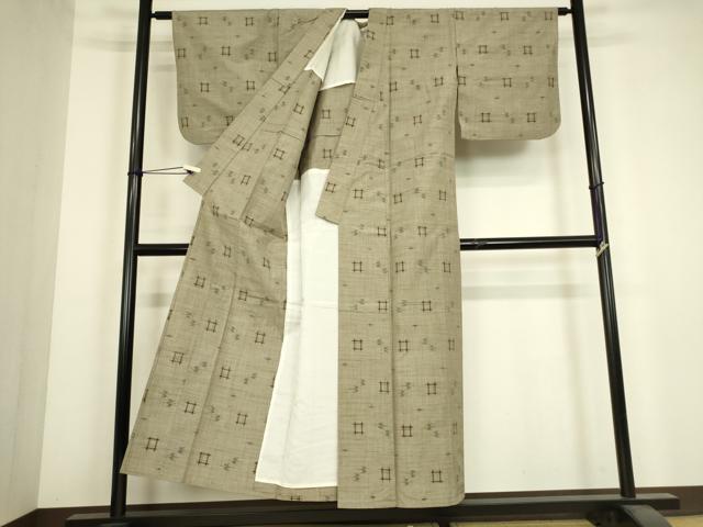 平和屋着物▽上質な紬　単衣　燕絣　正絹　逸品　DABJ1111az