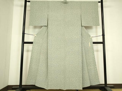 平和屋着物▽本草木染　昭三　小紋　単衣　笹蔓緞子　正絹　逸品　DABJ1119az