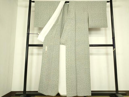 平和屋着物▽本草木染　昭三　小紋　単衣　笹蔓緞子　正絹　逸品　DABJ1119az