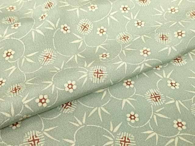 平和屋着物▽本草木染　昭三　小紋　単衣　笹蔓緞子　正絹　逸品　DABJ1119az