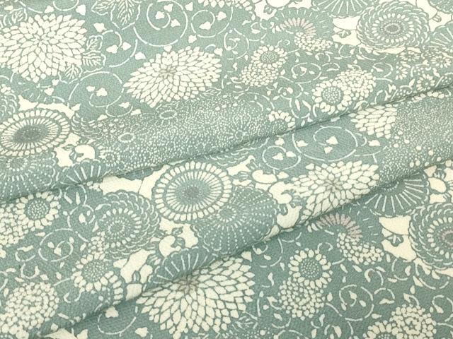 平和屋着物▽上質な小紋　単衣　型染め　菊尽くし　正絹　逸品　DABJ1122az