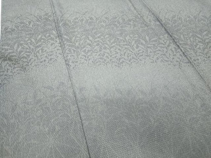 平和屋着物▽本塩沢　単衣　訪問着　草葉文　110亀甲　正絹　逸品　DABJ1255az