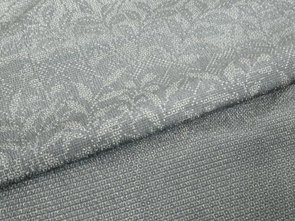 平和屋着物▽本塩沢　単衣　訪問着　草葉文　110亀甲　正絹　逸品　DABJ1255az
