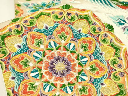 平和屋着物▼六通柄袋帯　唐織　宝尽くし鳳凰花文　金糸　正絹　逸品　DABJ1132az
