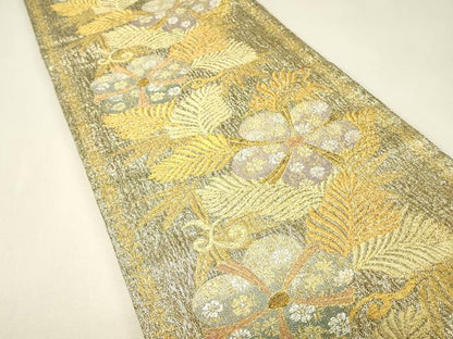 平和屋着物▼六通柄袋帯　梅鉢松文　金銀糸　正絹　逸品　DABJ1139az