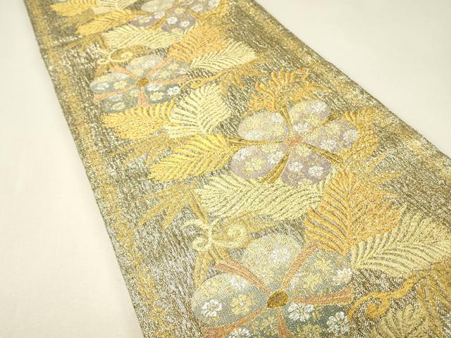 平和屋着物▼六通柄袋帯　梅鉢松文　金銀糸　正絹　逸品　DABJ1139az