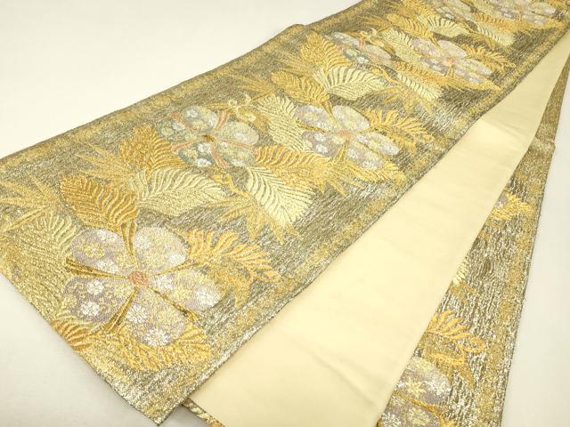 平和屋着物▼六通柄袋帯　梅鉢松文　金銀糸　正絹　逸品　DABJ1139az