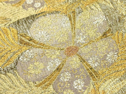 平和屋着物▼六通柄袋帯　梅鉢松文　金銀糸　正絹　逸品　DABJ1139az