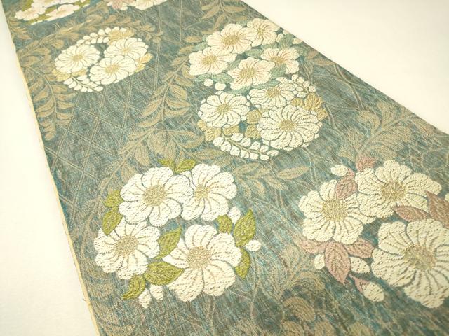 平和屋着物▼六通柄袋帯　唐織　花丸文　金糸　正絹　逸品　DABJ1140az