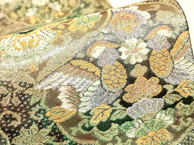 平和屋着物▼六通柄袋帯　正倉院鴛鴦花文　金糸　正絹　逸品　DABJ1154az