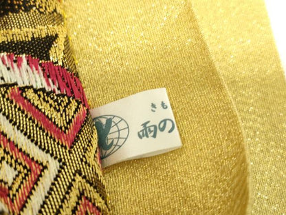 平和屋着物▼六通柄袋帯　七宝花文　金糸　正絹　逸品　DABJ1172az