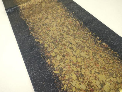 平和屋着物▼六通柄袋帯　霞文　金彩　引箔　正絹　逸品　DABJ1184az