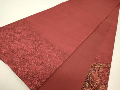 平和屋着物▼総刺繍　太鼓柄袋帯　紬地　幾何学文　正絹　逸品　DABJ1205az
