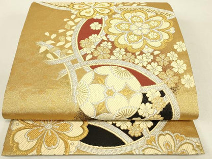 平和屋着物▼六通柄袋帯　正倉院七宝花文　金銀糸　鈴乃屋扱い　正絹　逸品　DABJ1212az