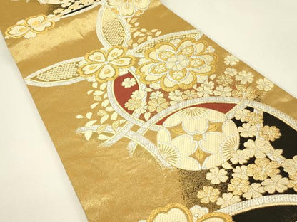 平和屋着物▼六通柄袋帯　正倉院七宝花文　金銀糸　鈴乃屋扱い　正絹　逸品　DABJ1212az