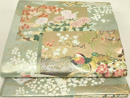平和屋着物▼六通柄袋帯　名匠翔禽絵図文　金糸　正絹　逸品　DABJ1221az