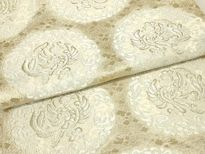 平和屋着物▼西陣　服部織物謹製　六通柄袋帯　松風　鳳凰花丸文　金銀糸　正絹　逸品　DABJ1227az