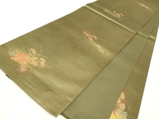 平和屋着物▼太鼓柄袋帯　作家物　鏡裏花文　金銀彩　正絹　逸品　DABJ1229az