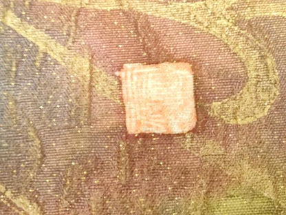 平和屋着物▼太鼓柄袋帯　作家物　ふくれ織　更紗花文　金彩　金通し地　正絹　逸品　DABJ1235az