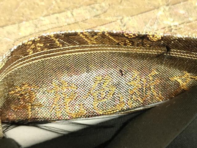 平和屋着物▼六通柄袋帯　草花色紙文　金糸　正絹　逸品　DABJ1237az