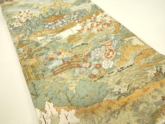 平和屋着物▼六通柄袋帯　竜安寺石庭　金糸　正絹　逸品　DABJ1239az