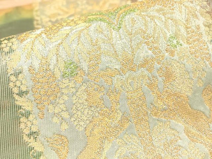 平和屋着物▼六通柄袋帯　手織引箔　動物更紗花文　金銀糸　正絹　逸品　DABJ1242az