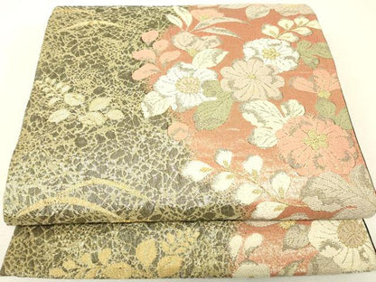 平和屋着物▼六通柄袋帯　辻が花　金糸　正絹　逸品　DABJ1264az