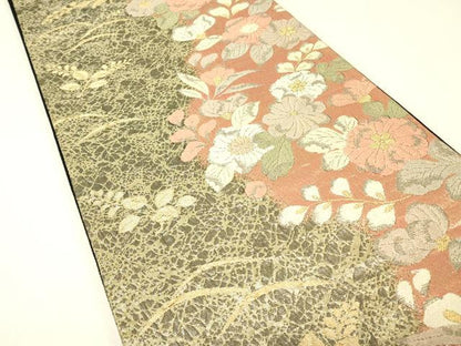 平和屋着物▼六通柄袋帯　辻が花　金糸　正絹　逸品　DABJ1264az